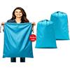 Dmjia® 2 Pezzi Grande Sacco Biancheria Sporca 60 x 90 cm, Pieghevole Sacco Portabiancheria Sporca, Grande Capacità 120L Sacchi Biancheria Sporca, Con Coulisse Sacco Panni Sporchi (Azzurro)