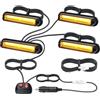 EYPINS 4 x 13 cm COB LED 40W Luci Stroboscopiche di Emergenza Spia Luminosa, Impermeabile IP65,E57, 18 Modalità di Lampeggio, 12/24V Ambra