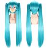 Transplant Parrucca doppia coda di cavallo Hatsune Miku parrucca per feste anime lunga e liscia per ragazza bella parrucca sintetica Hatsune Miku Cosplay blu lago 100 cm/39 pollici
