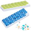 Relaxdays Set da 2 Portapillole, Mensile, 31 Scomparti, in Inglese, in Plastica BPA Free, HLP 3,5x28,5x10 cm, Verde/Blu