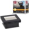 Paulmann Domenic 94578 - Lampada da incasso a LED a energia solare, IP67, rettangolare, incl. 1 x 0,1 W, bianco caldo, senza fili, in plastica, ricari