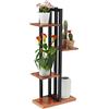 Relaxdays Scaffale Portavasi, 4 Ripiani Quadrati, Mobile Portafiori in Metallo, 93x42,5x22,5 cm, Tavolino, Marrone Scuro, Fibra di Legno, Acciaio, 1 pz