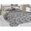 CapitanCasa Copriletto Piquet Leggero Estate 100% Cotone Made Italy Fantasia Happy Cat Matrimoniale Grigio