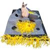 Generisch Giocattoli per gatti,Tappeto da gioco con fori e frange,Tappetino da gioco, tappetino antigraffio, tappeto da fiuto,interattivo,feltro grigio,giocattolo intelligenza,parco giochi avventura