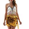Yienate Costume sexy da donna per danza del ventre, lucido, multicolore, con paillettes e paillettes (colore 3)