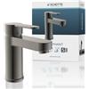 SCHÜTTE Miscelatore per lavabo Schütte Elephant, elegante miscelatore con rubinetto di scarico per bagno, rubinetto per bagno con scarico a scomparsa, rubinetto per lavabo, grafite opaca, 34212