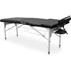 QUIRUMED Lettino da massaggio pieghevole Easy in alluminio, colore nero, 186 x 66 cm, in similpelle, leggero, portatile, testa rimovibile, foro facciale, braccioli rimovibili, altezza regolabile