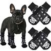 cobee Calzini per Cani, 4 Pezzi di Protezione Antiscivolo per Animali Domestici con Cinghie Regolabili per Uso Interno ed Esterno, per Cani di Taglia M, Colore Nero
