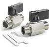 Bwintech 2 Pz 3/8 BSP Maschio x Maschio nichelato Ottone Mini Valvola A Sfera Valvola di Stop