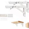 Vebetter 250mm Staffa Pieghevole, 2Pcs Mensola Pieghevole, Staffe Mensole Pesanti, Supporto Da Parete In Metallo Bianco, Per Garage, Cucina, Camera Da Letto,Supporto Tavolo Staffe Carico 60KG
