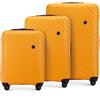 WITTCHEN set di 3 valigie trolley bagaglio a mano valigia set di valigie a rotelle in ABS con 4 ruote spinner chiusura a combinazione maniglia telescopica Cube Line Arancione