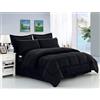 Elegant Comfort Wrinkle Resistant-Silky Soft Dobby Stripe Set Copripiumino a Righe Bed-in-a-Bag, 8 Pezzi, Cotone, Nero, Matrimoniale, King/California King