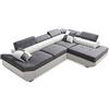 Robin Inspire Robin Saturn Divano angolare con funzione di letto con cassetto per la biancheria e cuscin angolo a destra grigio e bianco 280 x 200 x 75