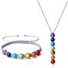 COAI Set Parure Collana Bracciale Regolabili con Pietre Sette Chakra