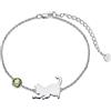 LONAGO Braccialetto con gatto in argento Sterling 925, con gatto carino con pietra portafortuna gioielli per le donne, 15 mm * 21 mm, Argento sterling