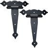 AERZETIX - C57907 - Set di 2 cerniere stile antico 190x205x2.5mm piatte a forma di ''T'' - per persiane porte mobili armadio - in acciaio - nero - ferro ornamentale vintage rustico