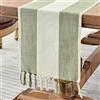 Wracra Runner da tavolo Macramè in lino e cotone, Runner da tavolo 275cm di lunghezza con nappe a mano, Runner da tavola in stile rustico per feste e uso quotidiano (Verde salvia, 275cm)