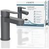 SCHÜTTE ELEPHANT 34214 - Rubinetto per lavabo, elegante miscelatore con valvola di scarico per bagno, rubinetto da bagno con eccentrico pop-up, colore: antracite opaco