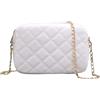 Genérico Borsa piccola con catena - Borsa a tracolla imbottita bianca con chiusura a zip modello Fashion, bianco