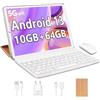 YESTEL Tablet 10 Pollici Android 13 con 10 GB RAM + 64 GB ROM(1 TB Espandibile) GPS, 5G Wi-Fi, 8 Core CPU, 5MP + 8MP, Bluetooth 5.0, USB-C Tablet con Tastiera + Mouse + Custodia, Oro