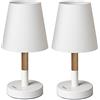 tomons (Pacco da 2 Lampada da Comodino con Paralume in Tela, Lampada da scrivania in Legno massello per Camera da Letto, Soggiorno - Bianco