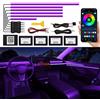 TWETIZ - Striscia LED in materiale acrilico per interni auto, con app wireless, RGB 6 in 1, kit di illuminazione in fibra ottica, circa 4,5 m, 593 LED, attivazione sonora, 16 milioni di colori