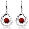 Schöner-SD Beller-SD, orecchini pendenti con perle e zirconi, in argento 925 e Argento, colore: Corallo Rosso , cod. Fi-OH40-Ku06-kor