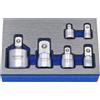 DAKCOS Set di adattatori per bussole | 6 pezzi | 1/4 su 3/8, 3/8 su 1/4, 3/8 su 1/2, 1/2 su 3/8, 3/4 su 1/2, 1/2 su 3/4, superficie cromata opaca | CR-V