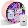 ANBET Fiori di Sapone Scatola Rotonda Regalo Donna Rosa Artificiale Candele Profumate da Bagno Regalo Festa della Mamma Compleanno Anniversario