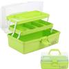 AMZPDD Organizzatore Portatile, Pieghevole, Trasparente, A 3 Strati In Plastica Per Il Cucito, Cassetta Degli Attrezzi, Organizzatore Di Materiali Per L'artigianato, Kit Di Pronto Soccorso(Verde)