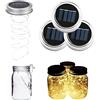 ALED LIGHT 3 Pack Solare Mason Jar Luce Bianco Caldo 2m 20 LED Lampade Argento Filo Fata Coperchio Luce, Vetro Mason Jar Appeso Lanterna Luce Giardino Patio Decorativa (Nessuna Bottiglia di Vetro)