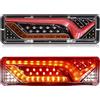 Biqing 2 luci posteriori a LED 12 V, 57 LED, multifunzionali, luci di traino a LED, luci di arresto lampeggianti dinamiche lampada per camion rimorchio roulotte trattore (24, Volt)