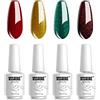 Vishine Smalto per Unghie, Vishine Set di Smalti Semipermanenti a Lunga Durata Nail Polish Soak Off Verde Rosso Oro 4x8ml Kit Manicure Fai da Te Regalo Natale Amiche Ragazze