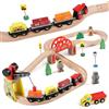 KABENFIS Legno 39 Pz Train Tracks Giocattoli con Crane Bridge e Wooden Train Tracks Giocattoli per i Bambini