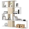 Azard, Zig-Zag, Libreria con 4 mensole, Bianco (Bianco/Beige), 145 x 29 x 145 cm