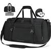 RAINSMORE Borsone Palestra Uomo Donna Borsone da Viaggio con Scomparto Scarpe Grande Impermeabile Borsa Sportiva Duffel Bag Nero 55L