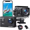 WOLFANG Action Cam GA300 4K 60FPS, 20MP WiFi EIS Action Camera con schermo tattile, 8X Zoom Fotocamera Impermeabile 40M Subacquea Videocamera, Mic Esterno, Telecomando 2x1350mAh Batterie e Accessori