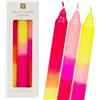 Talking Tables - Candele da cena affusolate, non profumate, rosa fluo, arancione e giallo, confezione da 3, 20 cm