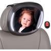 Interbaby Specchio auto per seggiolino posteriore con luci Led e telecomando, Nero