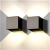 FUPE 2 Pezzi Applique da parete Interno Esterno Lampada da Parete LED Nero 6W Bianco Naturale 4000K IP65 Impermeabile Quadrata Alluminio Lampada Esterno Muro Su e Giù Regolabile Facile Da Installare