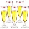 LATERN 50 Pezzi Riutilizzabili Flute da Champagne con Bordo in Oro Rosa, 150ml Bicchieri da Champagne in Plastica Bicchieri da Vino con Gambo per Anniversario Matrimonio Giardino Feste (5,5 x 16,5cm)