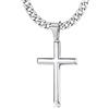 Chriscoco Collana Croce Uomo Donna Argento Sterling 925 5MM Acciaio Inossidabile Catena Cubana con Ciondolo Croce Collana Argento Uomo