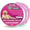 VICSOM Collare Calmante per Cani, Luminoso Collare Calmante Regolabile per Cani, Collare Luminoso Calmo per Cani Naturale Feromoni Anti-Ansia, Impermeabile per Cani di Tutte Le Taglie 23.2In 2Pezzi Rosa