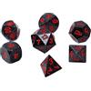 Asmodee REBEL - Set di dadi RPG - Metallo - Acciaio nero con numeri rossi