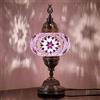 DEMMEX Lampada da tavolo a mosaico turco marocchino da 17,8 cm, paralume in vetro stile Tiffany fatto a mano, lampada da comodino colorata, decorazione esotica per soggiorno, camera da letto, ufficio,