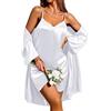 Ekouaer Set pigiama in raso da donna Camicia da notte e vestaglia Indumenti da notte sexy in due pezzi Abbigliamento da notte casual bianco XXL