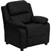 Flash Furniture Deluxe - Poltrona reclinabile imbottita per bambini, stile contemporaneo, con braccioli, in pelle, colore: nero, 66,04 x 53,34 x 53,34 cm