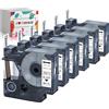 hehua 6x Hehua d1 12mm Compatibile con Dymo 45013 S0720530 Nastri per Etichette | 12mm x 7m Nero su Bianco, Compatibile per Dymo LabelManager 160 150 280 120P pnp Labelpoint 150 200 LabelWriter 400 450 Duo