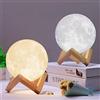 MAYROUND Lampada 3D Moon Dimmerabile 3D Stampata Lampada Luna con Supporto in Legno e Ricarica USB Luce Notturna per Bambini Toccare il Controllo Lampada Decorativa per la Casa (15cm/5.9inch)