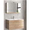 Karag Mobile Bagno 90cm Sospeso Con Specchio Contenitore - New Elsa